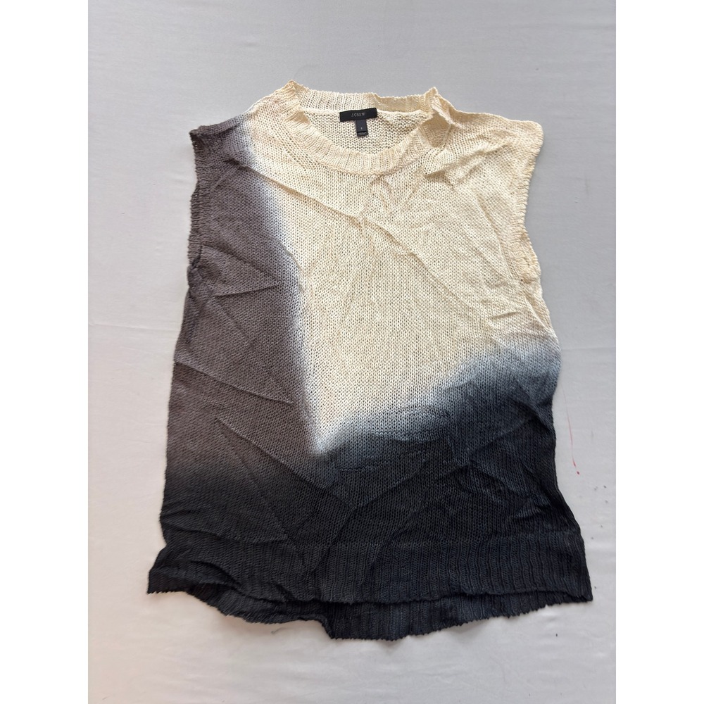 J.Crew Womens Ombre Dip Dye Knit Sleeveless Sweater Top Cream Grey Small
